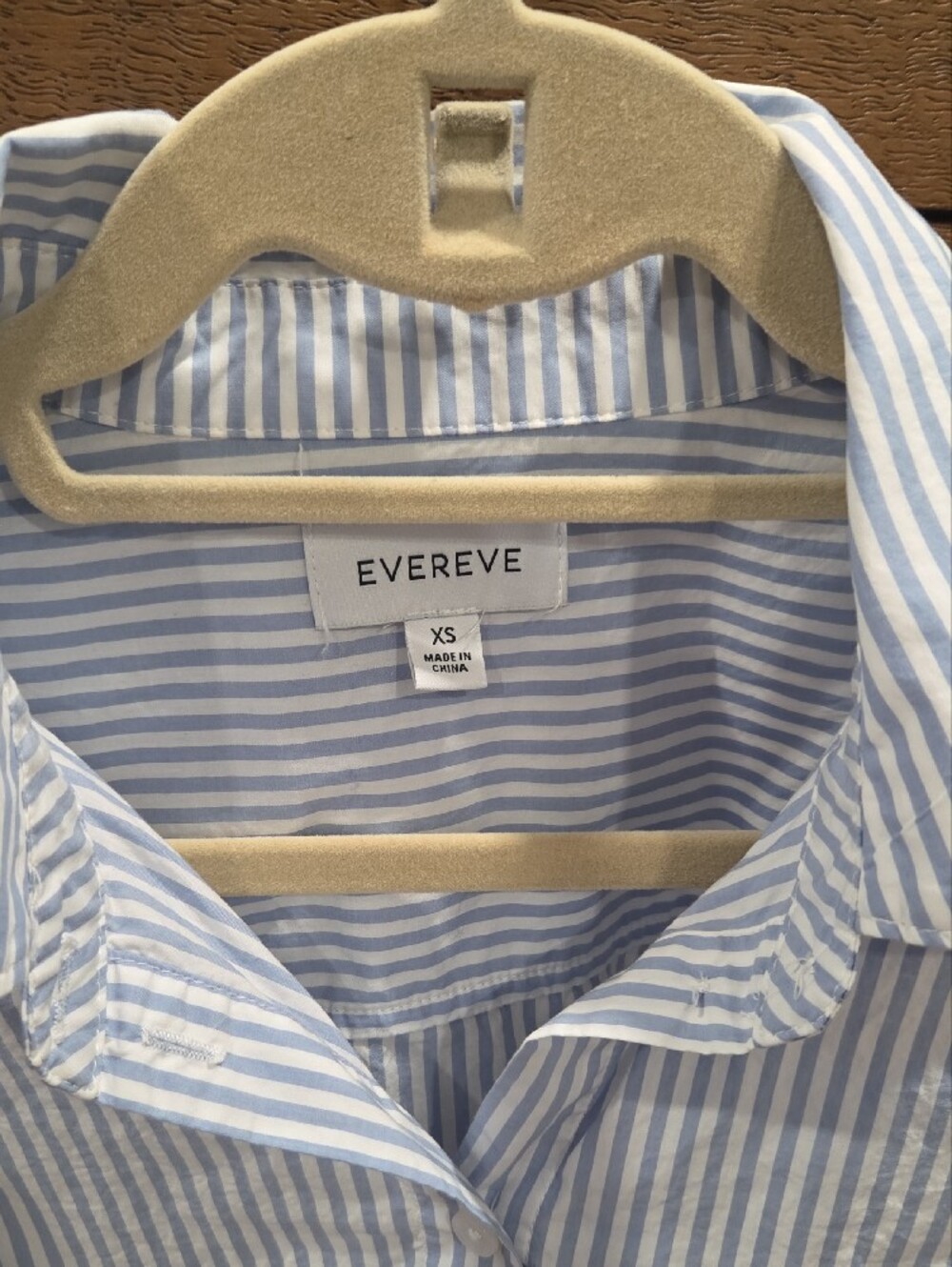 Evereve Women's Annie Waist Detail Blue White Stripe Shirt - Picture 2 of 4